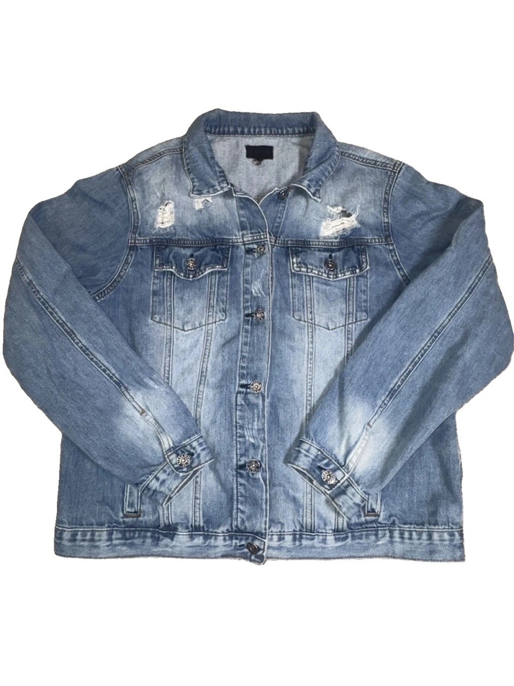 Risen Los Angeles Womens Denim Jacket Large Light Wash Distressed NWT Jean - Picture 5 of 12